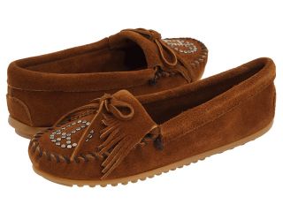 Minnetonka Peace Sign Moccasin Womens Slippers (Brown)