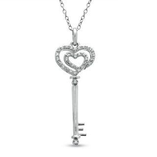 The Shared Heart™ 1/10 CT. T.W. Diamond Heart Top Key Pendant in