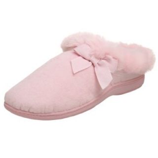 Dearfoams Women's Microfiber Velour Slipper,Petal Pink,7 M Shoes