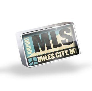 Floating Charm Airportcode MLS Miles City, MT Fits Glass Lockets, Neonblond Bead Charms Jewelry