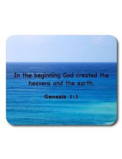 Bible Verse Mouse Pad   Genesis 11   In the beginning God created the heavens and the earth.   Religious   Religion   Faith Rectangular 1/4 Inch Extra Thick Mouse Pad 