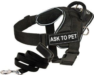 Dean & Tyler DT Fun Works Harness 6 Feet Padded Puppy Leash, Ask To Pet, X Large, Black 