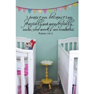 I praise you because Psalm 13914 36x11 wall decal saying vinyl   Wall Decor Stickers