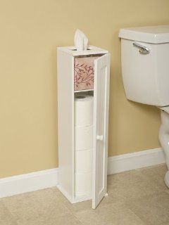 Free Standing White Toilet Paper Bathroom Cabinet Holder   Toilet Paper Box