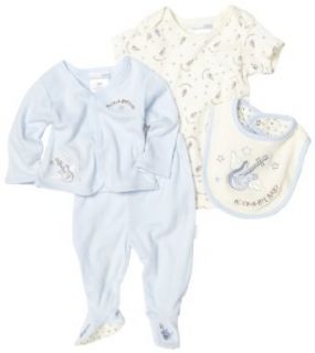 Vitamins Baby Baby boys Newborn Rock A Bye Baby 4 Piece Pant Set, Blue/Ivory, 3 Months Clothing