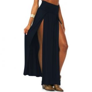 Zeagoo Women's Trends High Waisted Double Slits Maxi Skirt Black Dresses