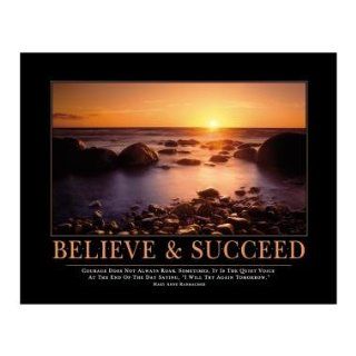 Successories Believe & Succeed Sunset Motivational Poster   Prints