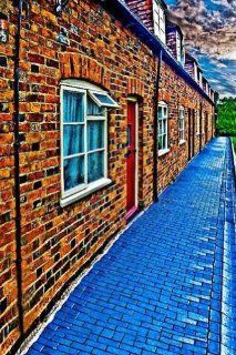 Street Beside Brick Houses 8' x 12' CP Backdrop Computer Printed Scenic Background  Photo Studio Backgrounds  Camera & Photo