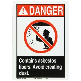 Brady 45084 Plastic ANSI Z535 Safety Sign, 14" X 10", Legend "Contains Asbestos Fibers Avoid Creating Dust (with Picto)" Industrial Warning Signs