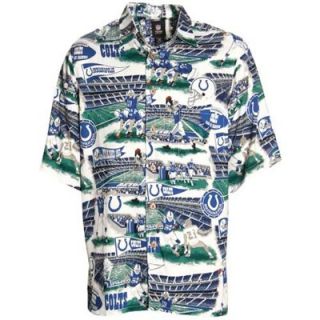 Reyn Spooner Indianapolis Colts White Scenic Print Hawaiian Button Up Shirt