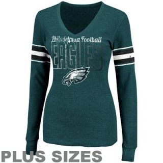 Philadelphia Eagles Ladies Game Day Gal IV Long Sleeve Plus Sizes Thermal T Shirt   Midnight Green