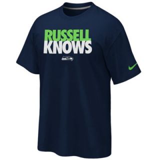 Nike Russell Wilson Seattle Seahawks “Russell Knows” T Shirt   Navy Blue