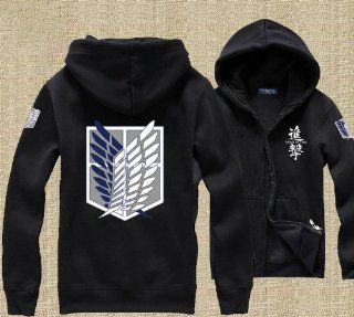 Pixnor Attack on Titan Shingeki No Kyojin Training Corps Survey Corps Cosplay Costumes Thick Woolen Zipper Sweater Hoodie Fleeces Black (Style 1, L/167CM)  Sports & Outdoors
