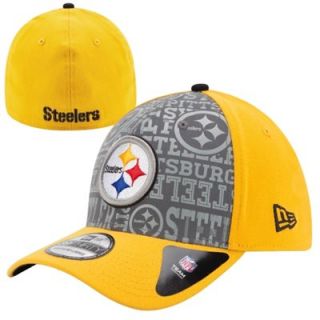 Mens New Era Gold Pittsburgh Steelers 2014 NFL Draft 39THIRTY Reverse Flex Hat