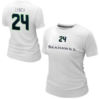 Nike Marshawn Lynch Seattle Seahawks Ladies Name and Number T Shirt   White