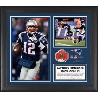 New England Patriots 24 Point Comeback Victory vs. the Denver Broncos Framed 15 x 17 Collage with Game Used Ball   Limited Edition of 500