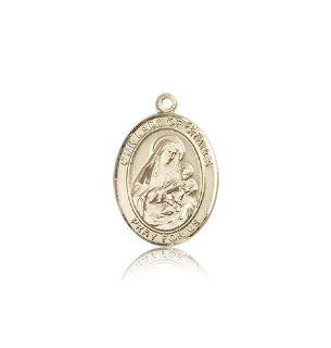 14kt Solid Gold Pendant O/L Our Lady of Grapes Medal 1/2 x 1/4 Inches  9347  Comes with a Black velvet Box Jewelry