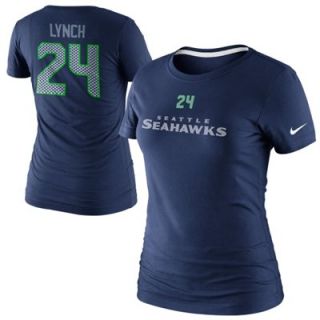 Nike Marshawn Lynch Seattle Seahawks Ladies Player Name and Number T Shirt   College Navy
