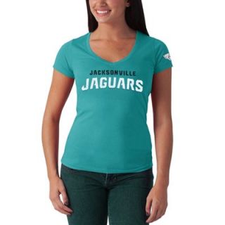 47 Brand Jacksonville Jaguars Ladies Showtime Slim Fit V Neck T Shirt   Teal