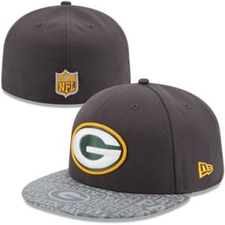 Mens New Era Graphite Green Bay Packers 2014 NFL Draft 59FIFTY Fitted Hat