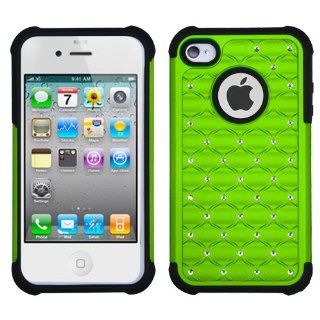 Fits Apple iPhone 4 4S Hard Plastic Snap on Cover Green/Black Luxurious Lattice Dazzling TotalDefense AT&T, Verizon (does NOT fit Apple iPhone or iPhone 3G/3GS or iPhone 5) Cell Phones & Accessories
