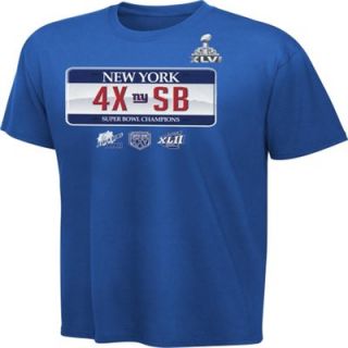 Reebok New York Giants Royal Blue Super Bowl XLVI Champions 4X Champion T Shirt