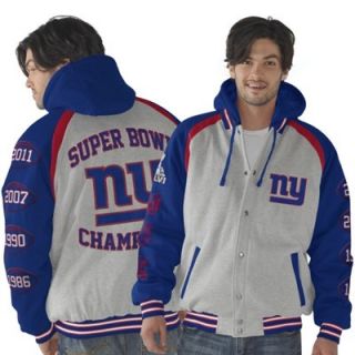 New York Giants Rookie Of The Year Button Up Jacket   Ash/Royal Blue