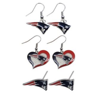New England Patriots Ladies 3 Piece Earring Set
