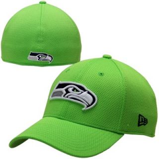 New Era Seattle Seahawks 39THIRTY NFL Training Basic Mesh Flex Hat   Neon Green