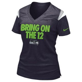Nike Seattle Seahawks Local Fan V Neck T Shirt   College Navy