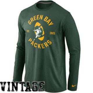 Nike Green Bay Packers Stamp It Retro Long Sleeve T Shirt   Green