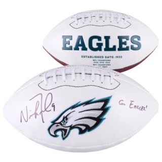 Nick Foles Philadelphia Eagles Autographed White Panel Football with Go Eagles Inscription