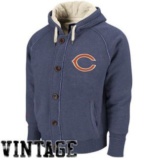 Mitchell & Ness Chicago Bears Navy Blue Half Time Heathered Full Zip Hoodie Sweatshirt