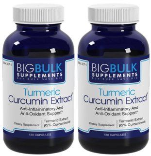 Turmeric Curcumin 95% Curcuminoids Anti Inflammatory Potent Anti Oxidant Support Big Bulk Supplements Turmeric Curcumin 2 Bottles 360 Capsules Health & Personal Care
