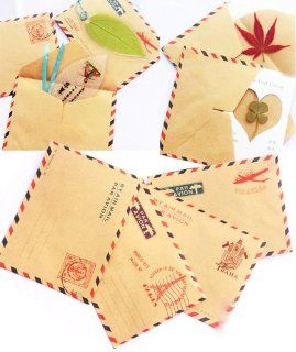 Set of 10 Mini Envelope Vintage Style Airmail Kraft Paper 4 different Designs (Castle Pattern)