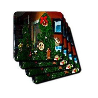 cst_52611_2 Jos Fauxtographee Holiday   A Christmas Tree Done in a Fresco Finish With The Savior Jesus Christ in a Wreath on Top In a Mirror   Coasters   set of 8 Coasters   Soft Kitchen & Dining
