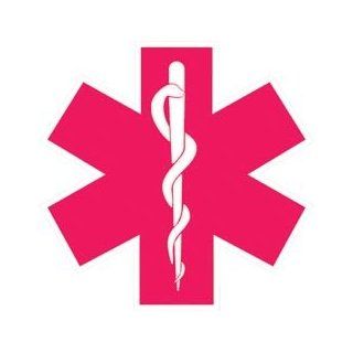 Standard Star of Life Decal With White Border done in Pink   6" h   REFLECTIVE 