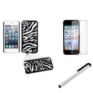 eForCity Black Zebra Dual Layer Case + Screen Protector + Stylus Compatible with iPod® Touch 5 5th Gen 5G Cell Phones & Accessories