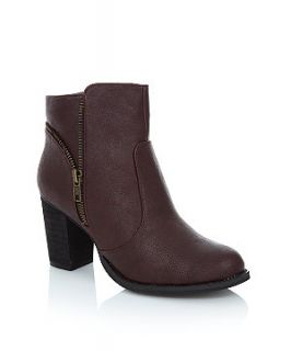 Dark Red Open Side Zip Ankle Boots