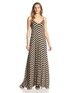 eight sixty Women's Stripe Maxi Dress, Mocha/Black, Large