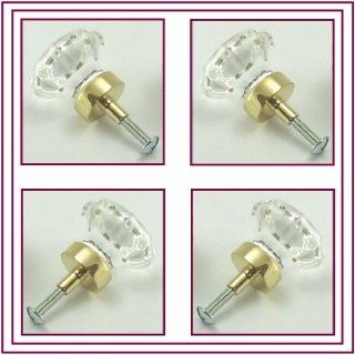 LOT OF FORTY EIGHT (48) FACTORY DIRECT. The finest 24% Lead Crystal Old Town Knob Pulls, Contractor's pack of BiFold/Cabinet/Wardrobe Knob Pulls  1 3/8 inch at the widest point, little larger than standard cabinet knobs and lot nicer (Polished Brass)  
