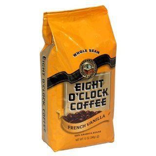 Eight O'Clock Coffee, French Vanilla Whole Bean, 12 Ounce Bag (Pack of 4)  Roasted Coffee Beans  Grocery & Gourmet Food