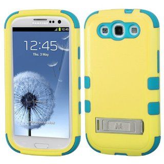 Thousand Eight(TM) For Samsung Galaxy S3 S III i9300 Heavy Duty Defender Tuff Hybrid Hard Case With Kickstand Case / Armor Hybrid Phone Protector Cover + [FREE LCD Screen Protector Shield(Ultra Clear)+Touch Screen Stylus] (Hybrid stand Baby Yellow/Tropical