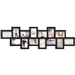 Adeco [PF0213] 14 Openings Picture Collage Frames   Holds Eight 4x6 and Six 6x4 Inch Pictures   Wood Photo Puzzle Decoration   Black, for Wall Hanging, Horizontal & Vertical  