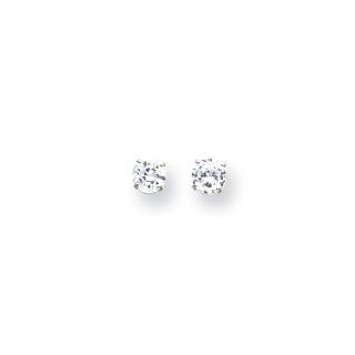 White Round Shape Cubic Zirconia Earrings in 14kt White Gold   Friction Backs Stud Earrings Jewelry