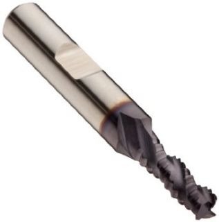 Niagara Cutter RHC752 Cobalt Steel End Mill, High Helix Rougher For Aluminum, TiAlN Coated, 3 Flutes, Chamfer End, 1" Cutting Length, 7/16" Cutting Diameter Square Nose End Mills