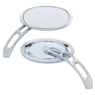 Emgo Universal Chrome Plated Billet Style Elliptical Mirrors with Cut Out Stems