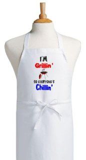 I'm Grillin' So Everyone's Chillin' Funny BBQ Aprons   Kitchen Aprons