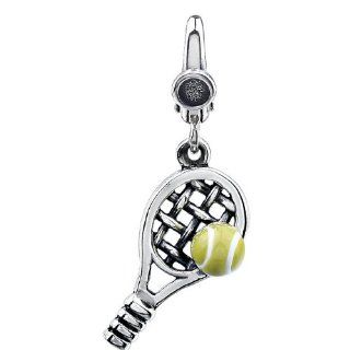Sterling Silver Tennis Ball & Racket Charm Dangle Jewelry