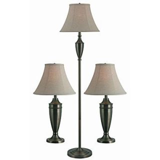 Kenroy Home Hogan Table and Floor Lamp Set, Antique Brass Finish